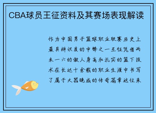CBA球员王征资料及其赛场表现解读